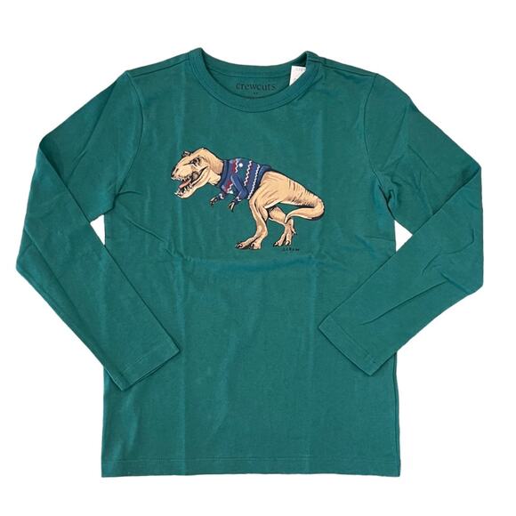 NWT J. Crew Boys' Green T. Rex Christmas Graphic Tee - SIZE S - Picture 1 of 7